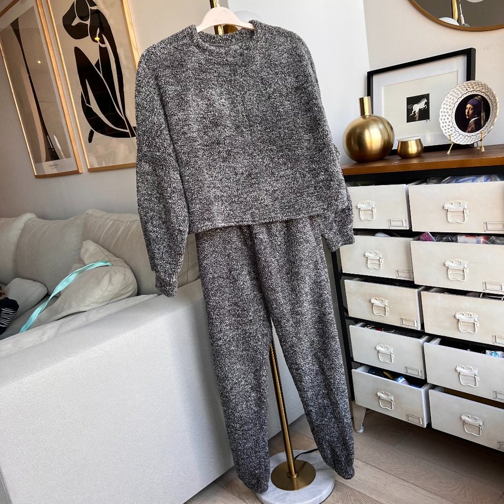 Fuzzy loungewear sweat set